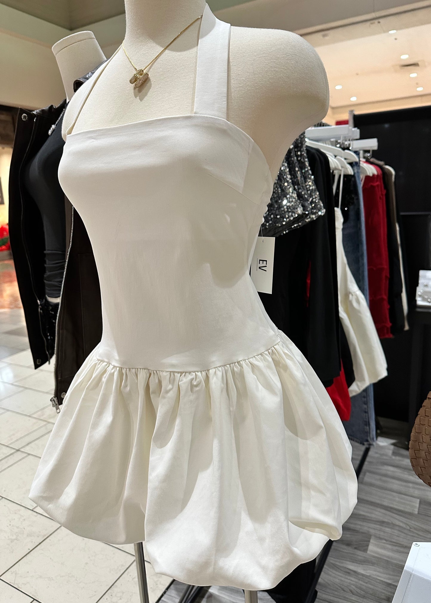 Housewife Halter Bubble Dress (White)