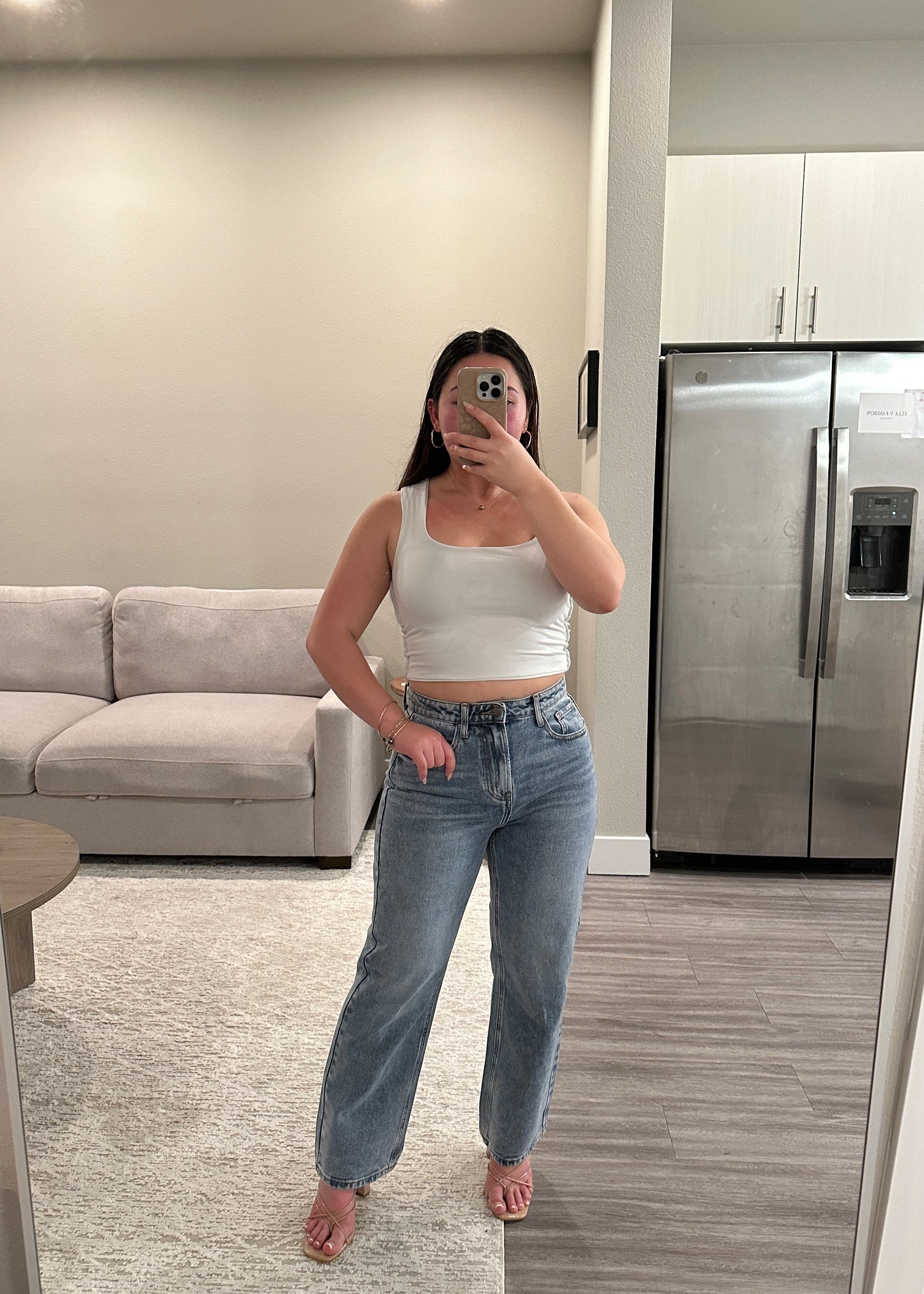 Levy Cropped High Rise Straight Leg Jeans