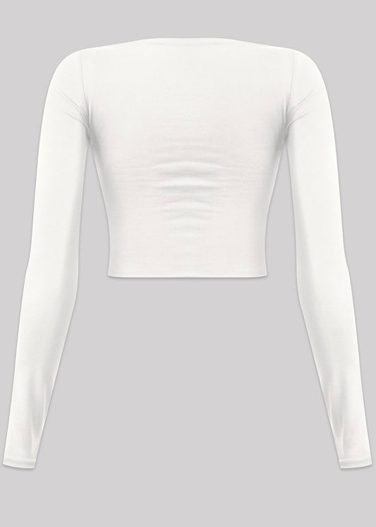 EV Basic SQ Long Sleeve Crop (White)