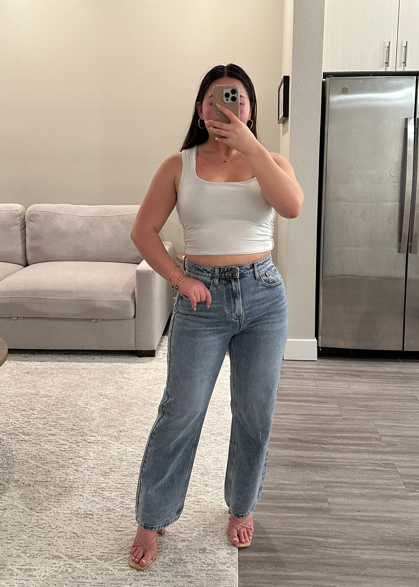 Levy Cropped High Rise Straight Leg Jeans