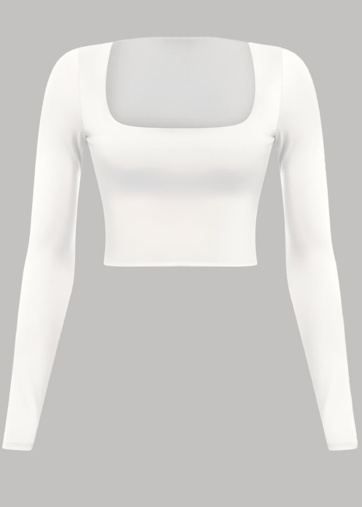 EV Basic SQ Long Sleeve Crop (White)