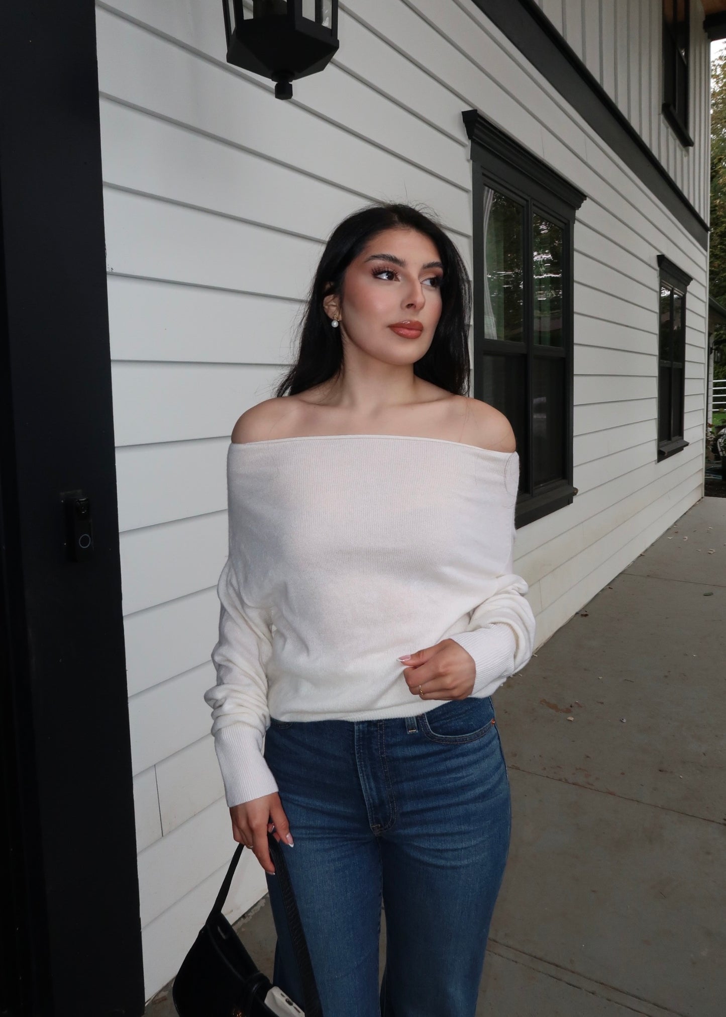 Bethany Wide Neck Top (White)