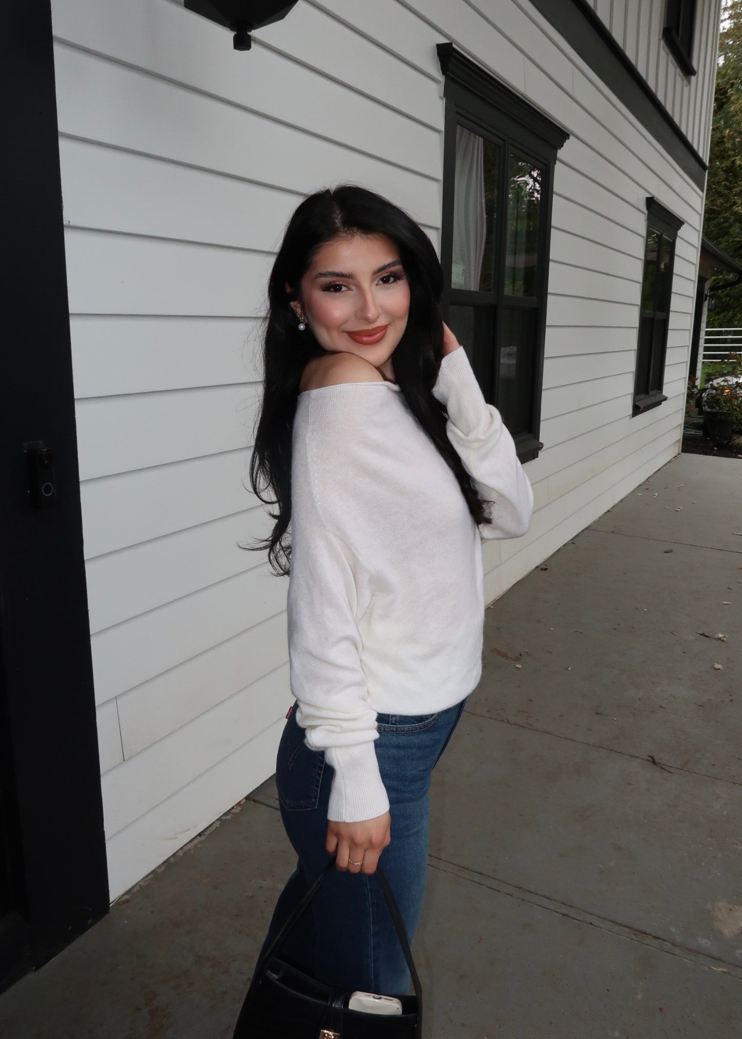 Bethany Wide Neck Top (White)