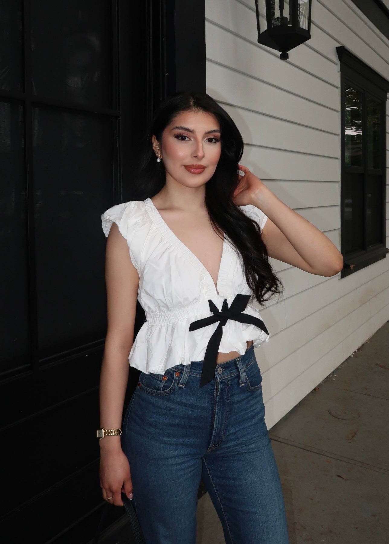 Josephine Deep V Top (White)