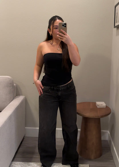 Asymmetrical Tube Top (Black)