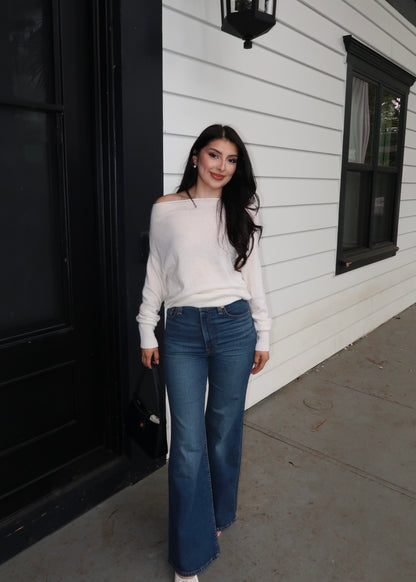 Bethany Wide Neck Top (White)
