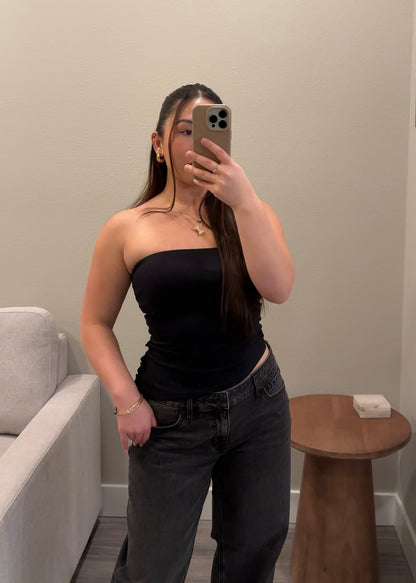 Asymmetrical Tube Top (Black)