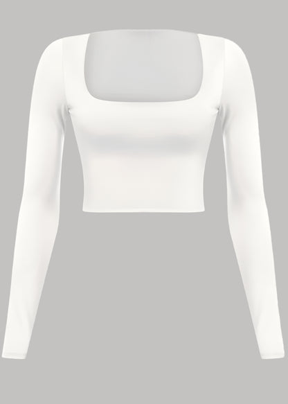 EV Basic SQ Long Sleeve Crop (White)