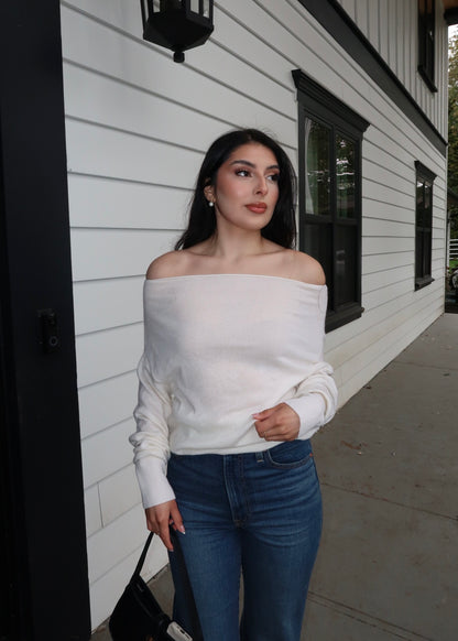 Bethany Wide Neck Top (White)