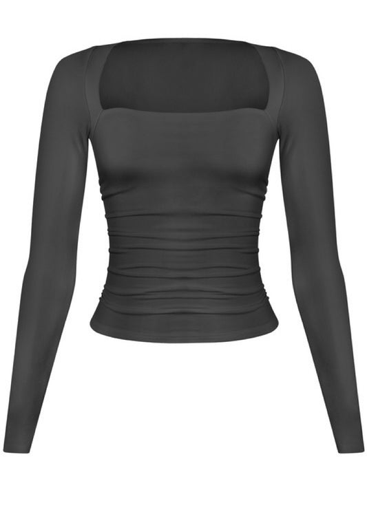 EV Basic SQ Ruching Long Sleeve (Black)