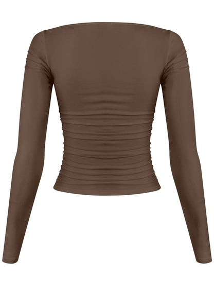 EV Basic SQ Ruching Long Sleeve (Brown)