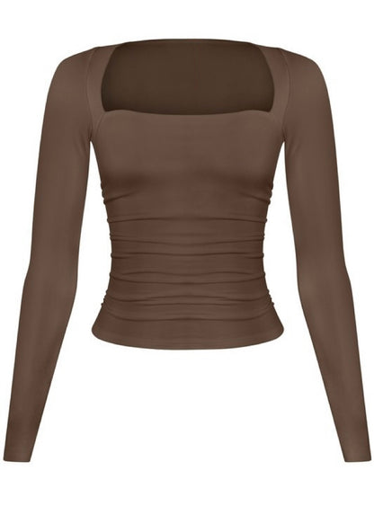 EV Basic SQ Ruching Long Sleeve (Brown)