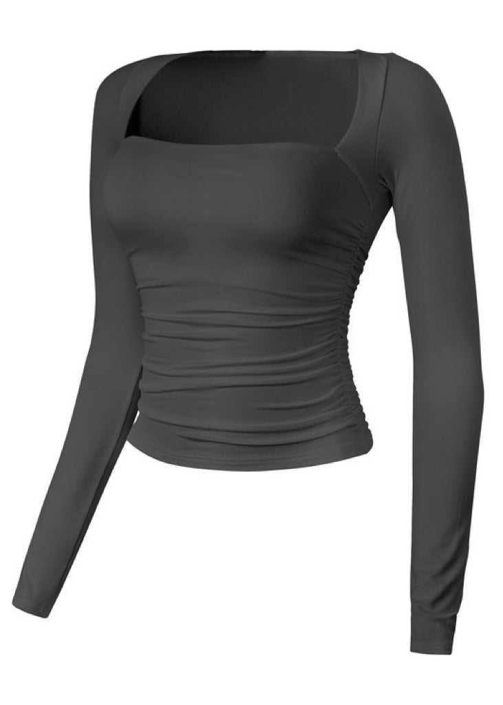EV Basic SQ Ruching Long Sleeve (Black)