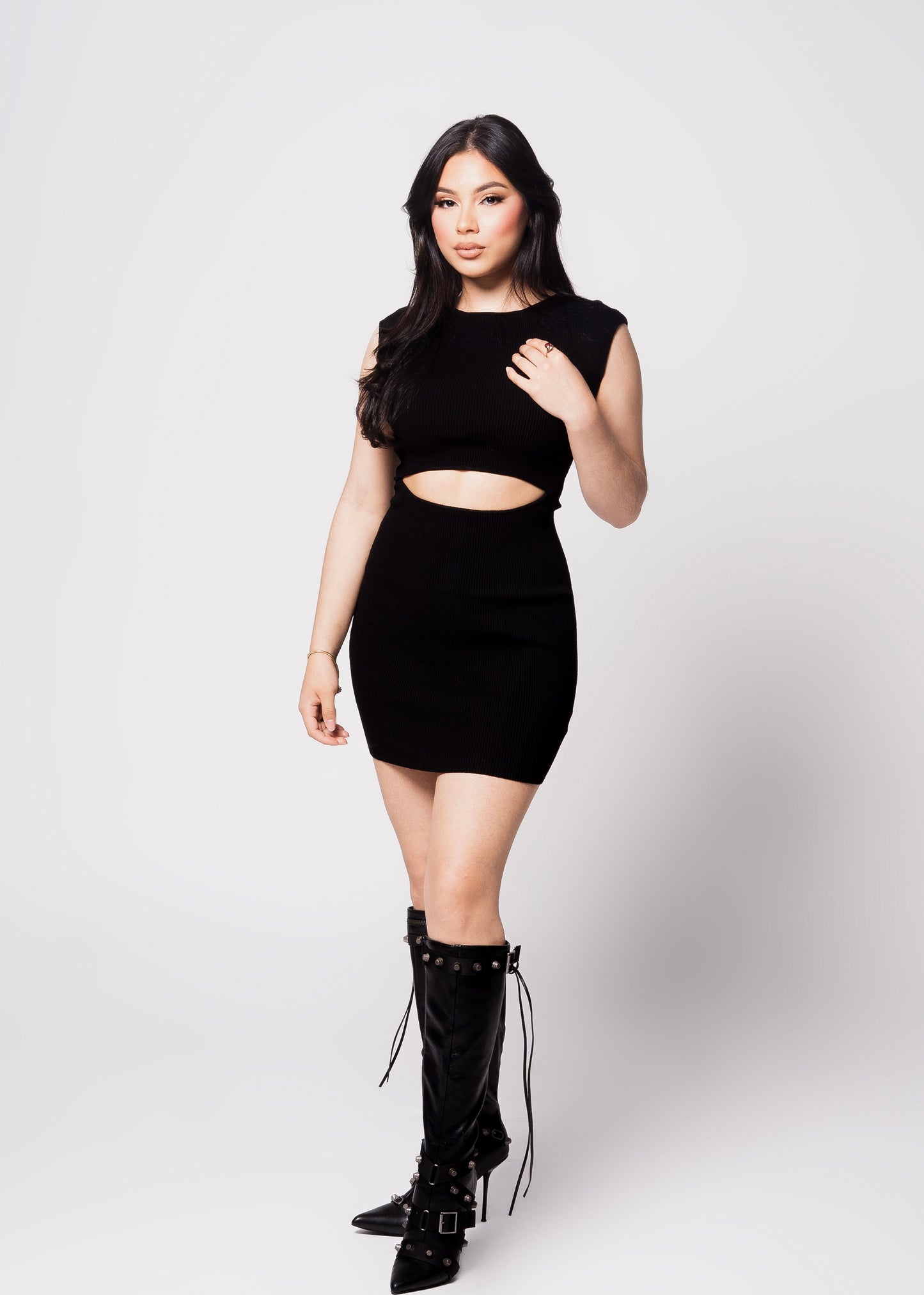 Aurora Cut Out Sleeveless Dress (Black)